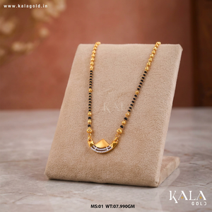 Mangalsutra indien artisanal élégant et traditionnel en or massif 18 carats pour femme, avec pendentif en perles de diamant de style ethnique, 7,760g - Product Image 5
