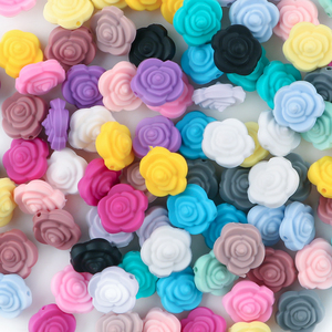 Perles en silicone de qualité alimentaire en forme de fleur de rose pour bébé, 20 mm, pour collier d'allaitement et pendentif de sucette - Product Image 1