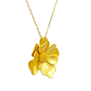 Collier pendentif minimaliste en forme de fleur avec perle plaqué or argent 925 UM Jewelry – Cadeau de fiançailles, idéal pour les fêtes et le quotidien - Product Image 2