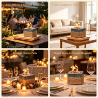 Cheminée d'alcool sans fumée pour table, foyer décoratif de table, mini foyer à flamme réelle pour patio et jardin