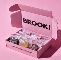 Petite grande boîte à pâtisserie cadeau rose avec logo personnalisé Emballage en carton de luxe Boîte à biscuits Brookie personnalisée avec séparateurs