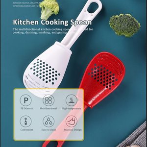2 Pieces Mashed Drain <b>Colander</b> Grinding Ginger Garlic Spoon Kitchen Multi Functional Grinding Cooking Spoon - Product Image 2