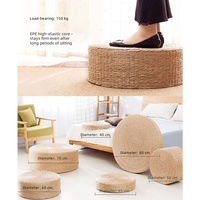 Puf de paja tejido a mano estilo japonés, sólido, grueso y cómodo para ventanales, meditación, oración, decoración futón