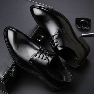 Chaussures en cuir PU légères et respirantes, antidérapantes, de couleur unie, à lacets carrés, décontractées et professionnelles, grande taille, de haute qualité pour le dropshipping - Product Image 2