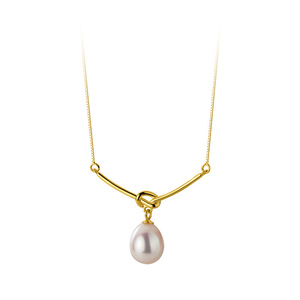 Collier en argent pur S925 haut de gamme avec nœud perlé, design simple et original pour les célébrités d'Internet et les diffusions en direct - Product Image 5