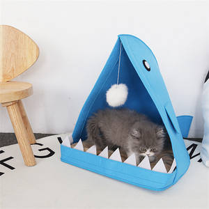 Creatieve Grote Mond Haai Vorm Cartoon Opvouwbare Huisdier Huis Indoor Kat Hond Bed Kubus - Product Image 3