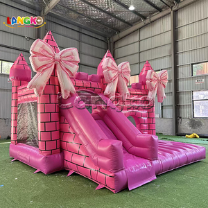 Château gonflable rose avec toboggan, château gonflable commercial pour fête, mariage, forteresse de princesse - Product Image 2