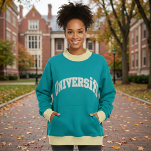 Customized High Neck Pullover Mock Neck Winter Streetwear Sweatshirt With Front Logo And <b>Log</b> Sleeves Drop Shoulder Mock Neck - Product Image 1
