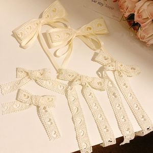 Pinza para el cabello con diseño de corazón de encaje superdelicado y hueco, lazo dulce con cinta, accesorio para cabello largo y corto, a la moda para mujeres. - Product Image 3