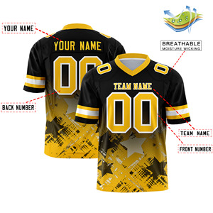 Groothandel Retro American Football T-shirts Gepersonaliseerd Ademend Snel Droogend Sterren Gradient Korte Mouw Rugby Jersey - Product Image 3