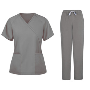 Women Medical Scrub Set V-Neck Short Sleeve Top And Pants Moisture Wicking Hospital Uniforms For Nurses Spa Use - Product Image 3