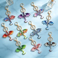 Porte-clés Dragon Émaillé Multicolore, Dragon Volant Fantastique, Anneau de Clés en Métal, Pendentif de Sac, Breloque, Cadeau