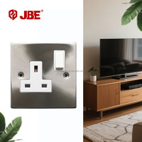 Prise à interrupteur à angle droit 13A 1 poste, norme britannique, simple/double pôle, 250V, en acier inoxydable, indice de protection IP20, facile à installer