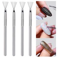 Stylo à 7 aiguilles multifonction pour Nail Art, outil de tréfilage, tête pliable, manche en acier inoxydable, fournitures de salon de manucure, vente en gros