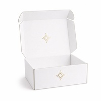 Boîte en carton ondulé minimaliste blanche, logo personnalisé en feuille d'or, impression étoile, emballage cadeau de luxe pour envoi postal