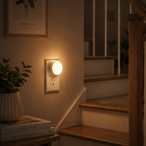 ไฟกลางคืน LED ทรงกลมขนาดเล็ก เสียบปลั๊กพร้อมเซ็นเซอร์ตรวจจับแสง 2700K แสงสีขาวอบอุ่น 0.36W ประหยัดพลังงาน ติดผนัง - Product Image 6