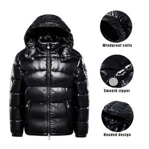 Doudoune d'extérieur en duvet de canard brillante pour l'hiver Doudoune à capuche avec fermeture éclair légère thermique intérieure coupe-vent Doudoune personnalisée pour hommes - Product Image 5