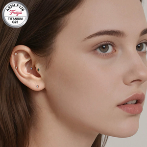 Piercings unisex ASTM F136 para <span class=keywords><strong>labio</strong></span>, labret con rosca interna, <span class=keywords><strong>piercing</strong></span> para nariz, titanio G23, circonita, para oreja y hélice, joyería al por mayor para <span class=keywords><strong>piercing</strong></span> corporal. - Product Image 6