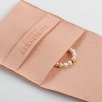 Pochette d'Emballage Élégante en Velours avec Logo Personnalisé pour Bijoux, Colliers, Rose - Pochette Bijoux en Velours Daim Microfibre