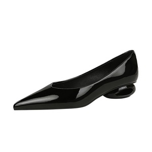 8301 da donna comode <span class=keywords><strong>scarpe</strong></span> da donna con tacco basso con tacco basso a tutto abbinamento stile francese alla moda in vernice Slip-On con bocca poco profonda - Product Image 2