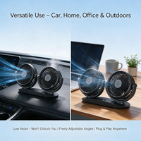 Ventilateur de voiture 12V 24V universel à double tête ABS 10W, rotation à 360 degrés, 3 vitesses avec diffuseur d'arômes YMG-901 CN