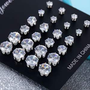 Wholesale 24 Pcs <strong>Earrings</strong> Cubic Zircon Simulated <strong>Diamonds</strong> Cheap <strong>Fake</strong> <strong>Diamond</strong> <strong>Earrings</strong> - Product Image 1