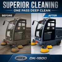 DIKE New Ride Sweeper, balayeuse de voirie, largeur de balayage 1900 mm, 12000 m²/h, bac à poussière 185 L, réservoir d'eau 130 L, 36 V, balayeuse industrielle