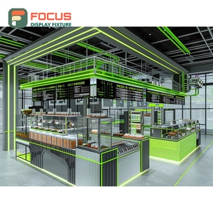 Mostrador de Servicio Contemporáneo para Cafetería con Frente de Vidrio Templado, Área de Exhibición de Accesorios, Mostrador de Caja para Cafetería - Product Image 3