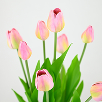 Mini-tulipe en pot de 47 cm, 9 têtes avec base de bulbe simulée, fleur en soie pour décoration intérieure, présentoir de mariage, boutique