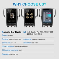 Radio de coche Android con pantalla vertical estilo Tesla de 13.6 pulgadas Navihua para Infiniti G37 G35 Q40 Q60 2007-2015, GPS, navegación y Carplay.