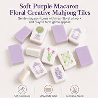 Juego de Mahjong Americano Color Lavanda Suave, 160 Fichas de Acrílico en Capas para una Noche de Juego Familiar Acogedora