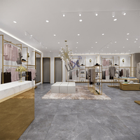 Porte-vêtements en métal MDF doré tendance pour femmes pour la décoration de magasin