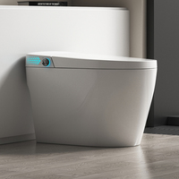 WC intelligent allongé moderne avec télécommande, siège chauffant, séchage à l'air - Montage au sol, en céramique, siphon en S, garantie 5 ans pour usage domestique