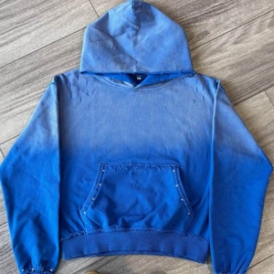 Sweat à capuche pour homme, coupe oversize et carrée, 420 GSM, noir uni, épaules tombantes, fermeture éclair entièrement métallique, délavé à l'acide et effet soleil. - Product Image 2