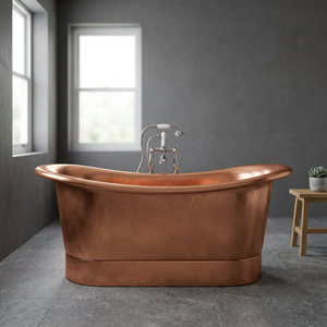 Baignoire ovale autoportante en cuivre antique moderne faite à la main pour adultes - Artisanat indien pour la maison - Product Image 3