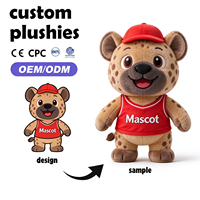 Peluche personnalisée avec logo CE, jouet en peluche animal personnalisé, hyène en peluche pour cadeaux promotionnels, jouet en peluche hyène pour mascotte
