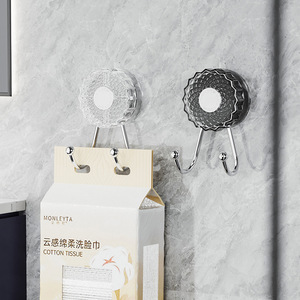 Double Headed Suction Cup Hooks With Strong Adhesion For Bathroom Kitchen Towel Storage Transparent Residue Free Modern Design - Product Image 1
