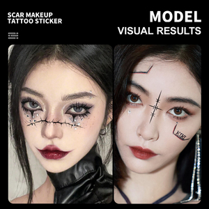 Visage d'Halloween Fausses Cicatrices Tatouages Temporaires Réalistes Usage Unique Peau Imperméable FX Sûr pour le <span class=keywords><strong>Maquillage</strong></span> d'<span class=keywords><strong>Horreur</strong></span> - Product Image 4