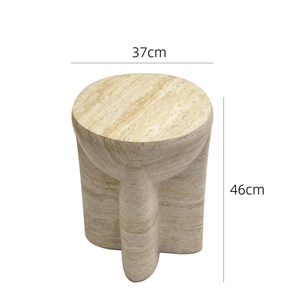 Natural Beige Travertine Marble Furniture Stone Tea Solid Marble <strong>Table</strong> Luxury Home <strong>Real</strong> Marble Small Round <strong>Coffee</strong> <strong>Table</strong> - Product Image 2