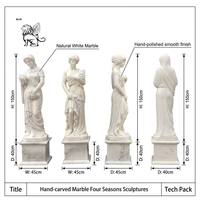 Statue de la déesse des quatre saisons en marbre blanc sculptée à la main, taille réelle, sculpture de dieu grec antique pour la décoration extérieure
