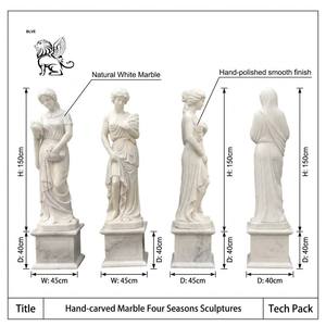 Statua della Dea delle Quattro Stagioni in Marmo Bianco Scolpita a Mano, Grandezza Naturale, Scultura di Divinità Greca Antica per Decorazione Esterna - Product Image 5