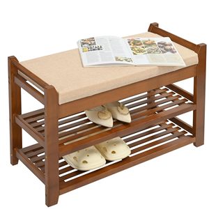 Fornitura di fabbrica su misura 3 livelli di bambù <span class=keywords><strong>scarpiera</strong></span> <span class=keywords><strong>panca</strong></span> <span class=keywords><strong>con</strong></span> cuscino <span class=keywords><strong>panca</strong></span> portaoggetti per l'ingresso in legno <span class=keywords><strong>scarpiera</strong></span> - Product Image 1