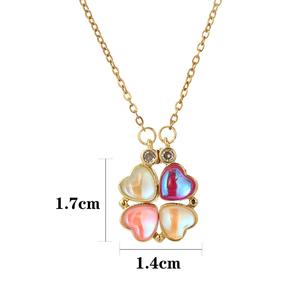 Collier RQ Fashion, ouverture magnétique <span class=keywords><strong>faible</strong></span>, pendentif trèfle en cuivre, collier en or 18 carats incrusté de zircon, vente en gros d'usine - Product Image 4