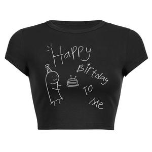 بلوزة نسائية بسيطة من الأسفل مطبوعة على الموضة - Product Image 2