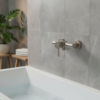 Robinet mural en acier inoxydable satiné brossé pour salle de bain, avec contrôle facile de la température et du débit à une main
