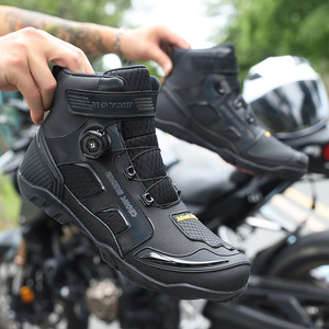 Botas de Motocicleta para Hombre y Mujer, de Cuero Genuino, Color Negro, a Media Pantorrilla, con Logotipo Personalizado, para Carreras Todoterreno y Viajes - Product Image 4