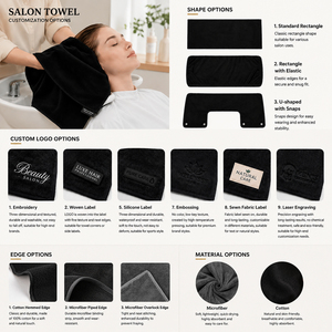 Toalla de Salón Negra Personalizada de Fábrica, Súper Absorbente y de Secado Rápido <span class=keywords><strong>para</strong></span> Peluquería, con Logotipo Bordado Personalizado - Product Image 5