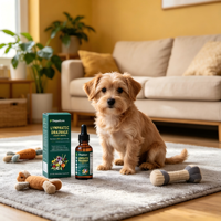 Gouttes liquides pour le soin lymphatique équivalent à 6000 mg, complément nutritionnel à base de plantes adapté aux chiots, chatons et animaux adultes