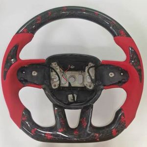 Envío Rápido para Volante Deportivo de Fibra de Carbono con Agarre Rojo y LED para <span class=keywords><strong>Dodge</strong></span> Hellcat Challenger Charger - Product Image 4