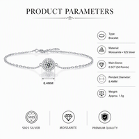 Bracelet pendentif halo en moissanite, argent sterling 925, pierre centrale ronde de 0,5 ct, 8,4 mm, chaîne délicate, bijoux pour femmes